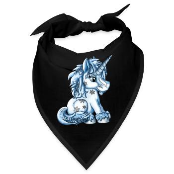 Eisiges Schnee Einhorn fantasy Illustration - Bandana - Schwarz - Vorne