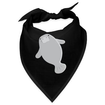 Super süße einzelne graue Seekuh - Bandana - Schwarz - Vorne