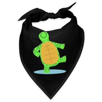 Hand gezeichnete tanzende Schildkröte - Bandana - Schwarz - Vorne