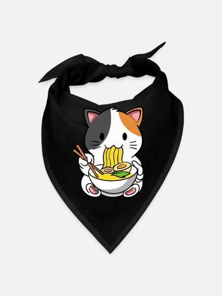 Katze Ramen Nudelsuppe - Bandana - Schwarz - Vorne