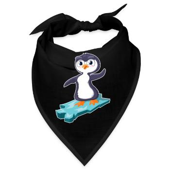 Pinguin surft auf einer Eisscholle - Bandana - Schwarz - Vorne