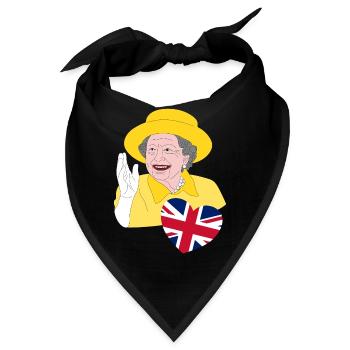 Britische Königin Elizabeth II. mit Union Jack - Bandana - Schwarz - Vorne
