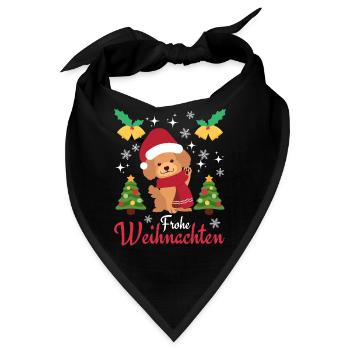 Frohe Weihnachten Süßer Pudel Kawaii - Bandana - Schwarz - Vorne