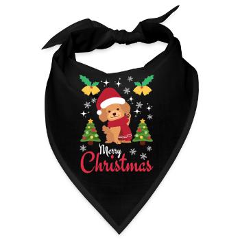 Frohe Weihnachten Süßer Pudel Kawaii - Bandana - Schwarz - Vorne