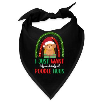 Frohe Weihnachten Süßer Pudel Kawaii - Bandana - Schwarz - Vorne