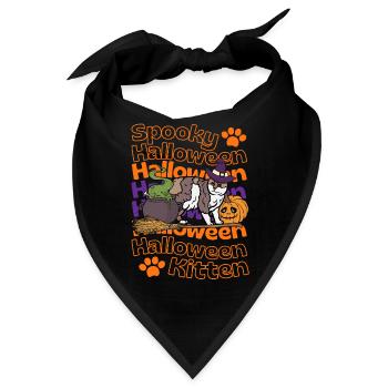 Süße Manx Halloween Katze Spooky Halloween Cat - Bandana - Schwarz - Vorne