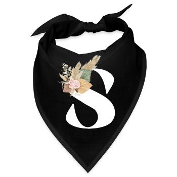 Buchstabe S blumig - Bandana - Schwarz - Vorne