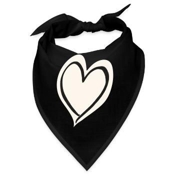 Herz weiß schwarz - Bandana - Schwarz - Vorne