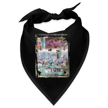 Japan City Night Streets View Collage Art 91 - Bandana - Schwarz - Vorne