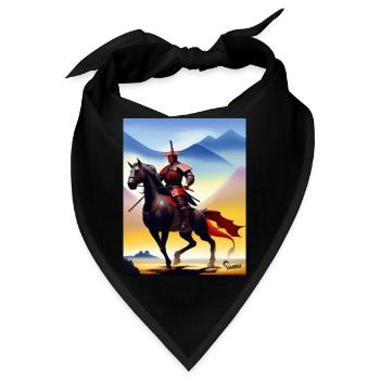 Samurai reitet auf dem Pferd - Samurai on horse - Bandana - Schwarz - Vorne