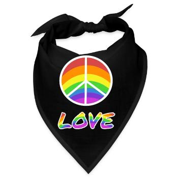 Peacezeichen Love Regenbogen - Bandana - Schwarz - Vorne