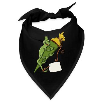 Chamäleon mit Schultüte und Zettel - Bandana - Schwarz - Vorne