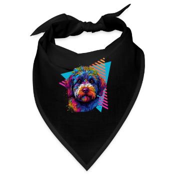 Lagotto Romagnolo 80er Jahre Stil - Bandana - Schwarz - Vorne