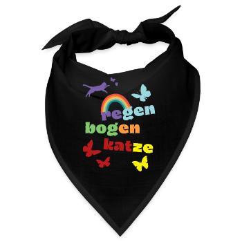 Regenbogenkatze - Trauershirt - Verlust - Bandana - Schwarz - Vorne