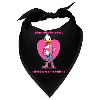 Süße Ente in Leder - Bandana - Schwarz - Vorne