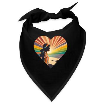 Regenbogen Retro, Frau im Herz , Einzigarting - Bandana - Schwarz - Vorne