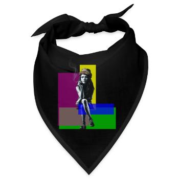 Urban Chic: Banksy-inspiriertes Mädchen - Bandana - Schwarz - Vorne