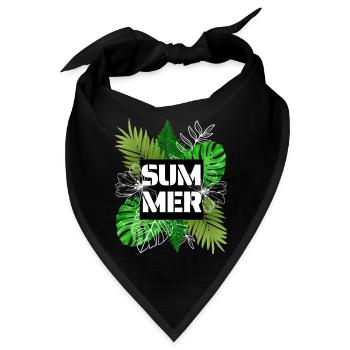 Sommer Pflanzen Palmblätter - Bandana - Schwarz - Vorne