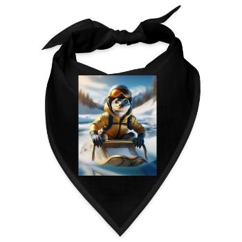 Eine Echse bei einer Schlittenfahrt - Bandana - Schwarz - Vorne