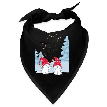 Süsse Winter Katzen Liebe - Weihnachten im Schnee - Bandana - Schwarz - Vorne