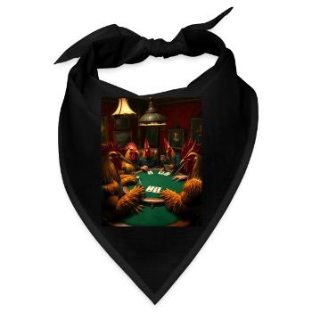 Geflügeltes Pokerface – Hähne zocken - Bandana - Schwarz - Vorne
