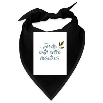 Jesus unter uns mit Blumen und Blättern - Bandana - Schwarz - Vorne