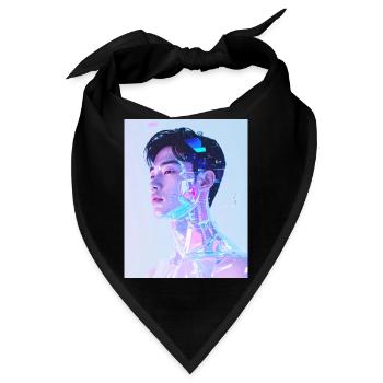 Holographisches Neon-Porträt - Bandana - Schwarz - Vorne