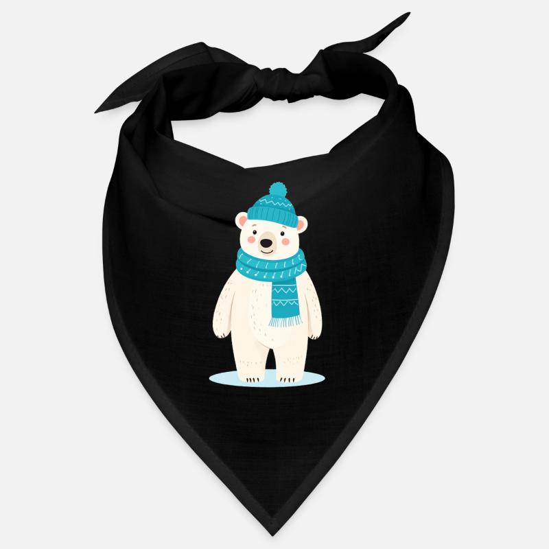 Niedlicher Eisbär mit Mütze und Schal - Bandana - Schwarz