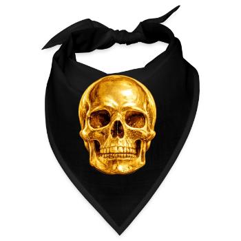 Goldener Totenkopf Luxus Gothic - Bandana - Schwarz - Vorne