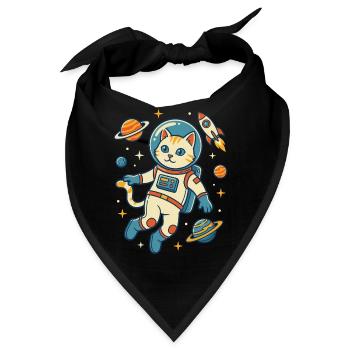 Astronautenkatze im All - Bandana - Schwarz - Vorne