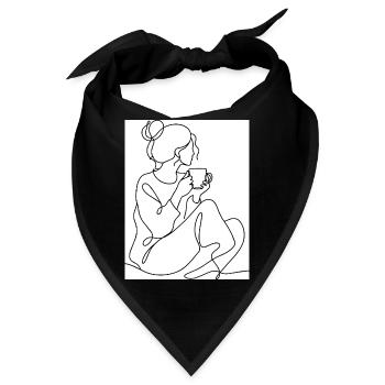 Kaffeepause Linienkunst - Bandana - Schwarz - Vorne