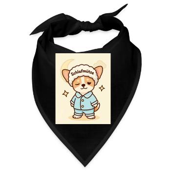 Schlafmütze Hundchen Kuschel Design süß - Bandana - Schwarz - Vorne