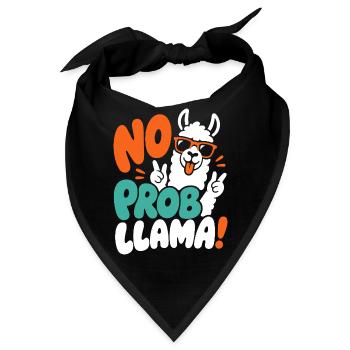 Lama mit Peace-Zeichen – No Prob Llama - Bandana - Schwarz - Vorne