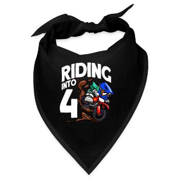 Fahren in 4 Geburtstag Fahrer Motocross Geburtstag - Bandana - Schwarz - Vorne