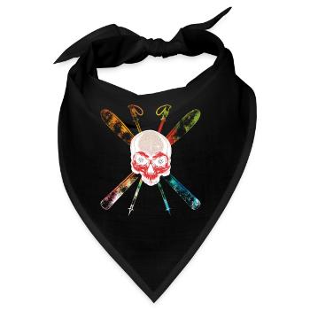 Ski Totenkopf Schädel Skifahrer Shirt - Bandana - Schwarz - Vorne