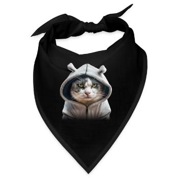 grimmige Katzte mit Hoodie - Bandana - Schwarz - Vorne