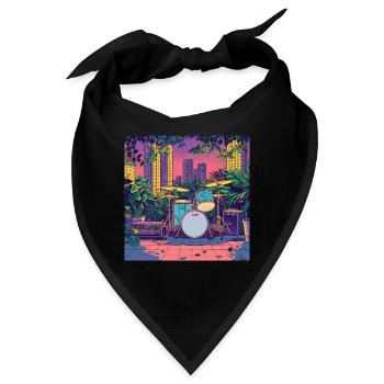 Pflanzen und Musik - hochwertiger Modedruck - Bandana - Schwarz - Vorne
