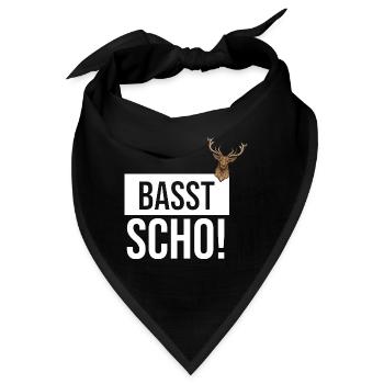 Basst Scho | Trachten Hirsch - Bandana - Schwarz - Vorne