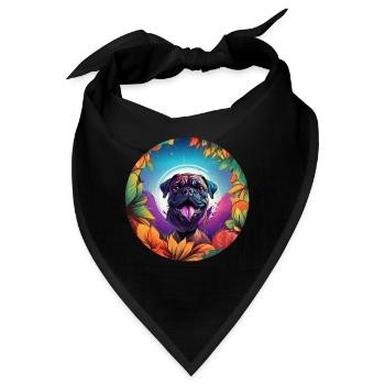 Mops in verschiedenen Farben - Bandana - Schwarz - Vorne
