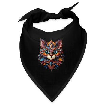 Katze Farbenfroh - Bandana - Schwarz - Vorne