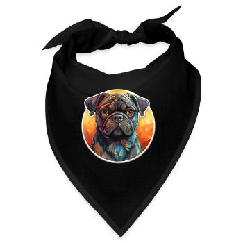 Mops Retro Farben vintage - Bandana - Schwarz - Vorne