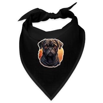 Treu blickender Mops Kopf - Bandana - Schwarz - Vorne
