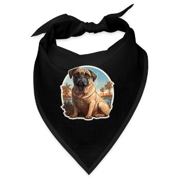 Mops Hawaii Vintage - Bandana - Schwarz - Vorne