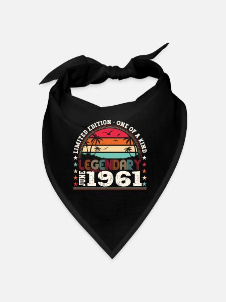 Legende Juni 1961 61. Geburtstag Geschenk Herren - Bandana - Schwarz - Vorne