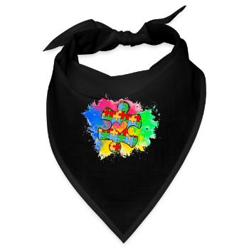 Autismus-Puzzle - Bandana - Schwarz - Vorne