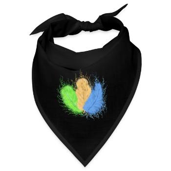 Federn, bunt gemischt - Bandana - Schwarz - Vorne