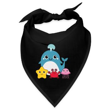 Kleiner Wal mit Freunden - Bandana - Schwarz - Vorne