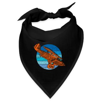 Flugzeug Doppeldecker - Bandana - Schwarz - Vorne