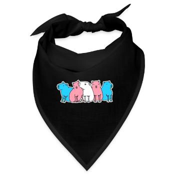 Trans Flag Capybara Design für Trans Menschen - Bandana - Schwarz - Vorne