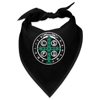 Religiös-katholische St. Benedikt-Medaille - Bandana - Schwarz - Vorne